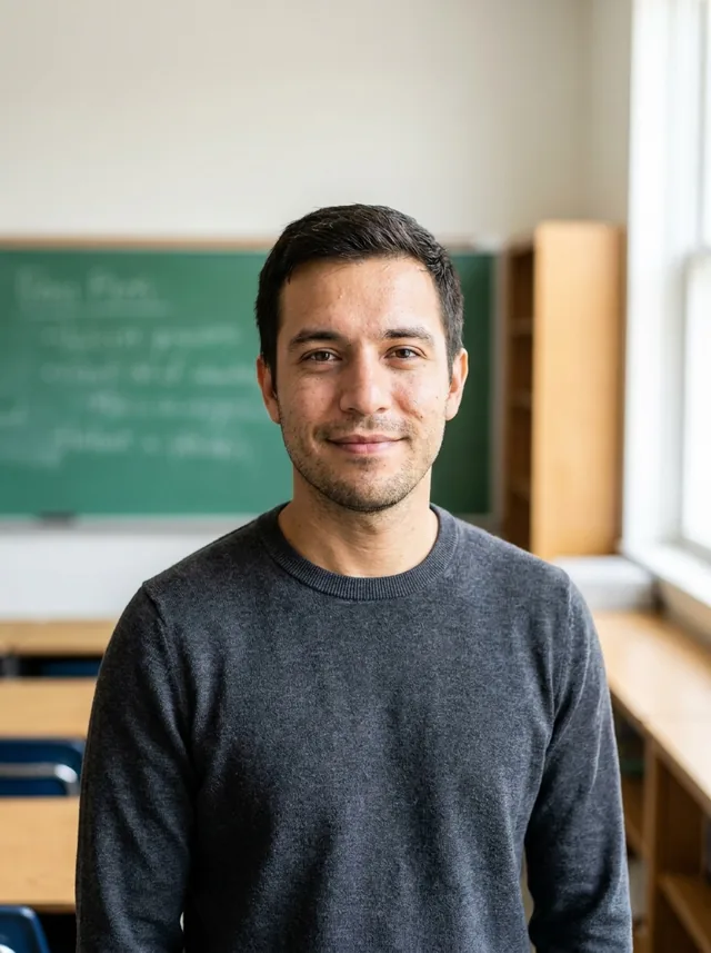 Teacher, bright classroom