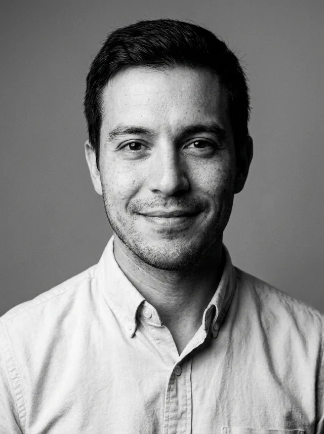 Black and white, studio smile