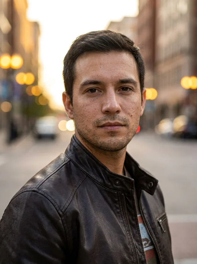 Leather jacket, dusk